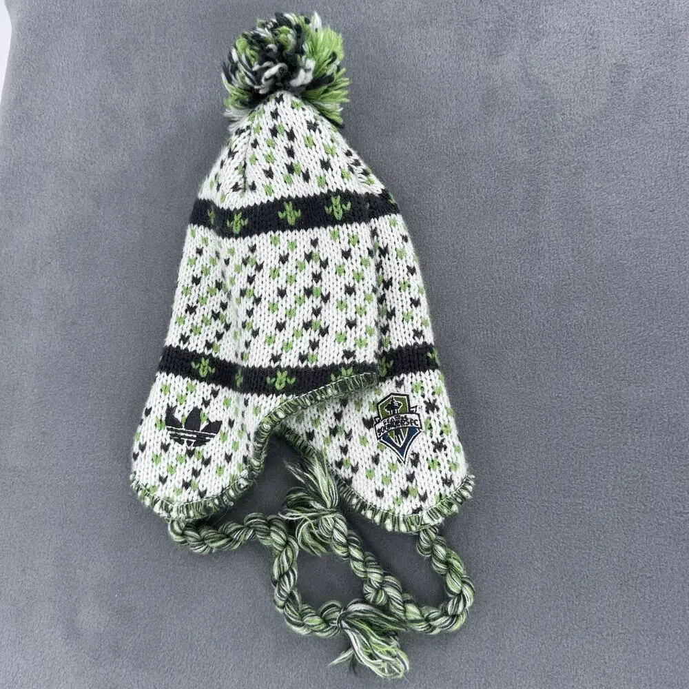 Adidas Seattle Sounders FC Earflap Pom Beanie OSFA Nordic Knit Hat Soccer‎ MLS